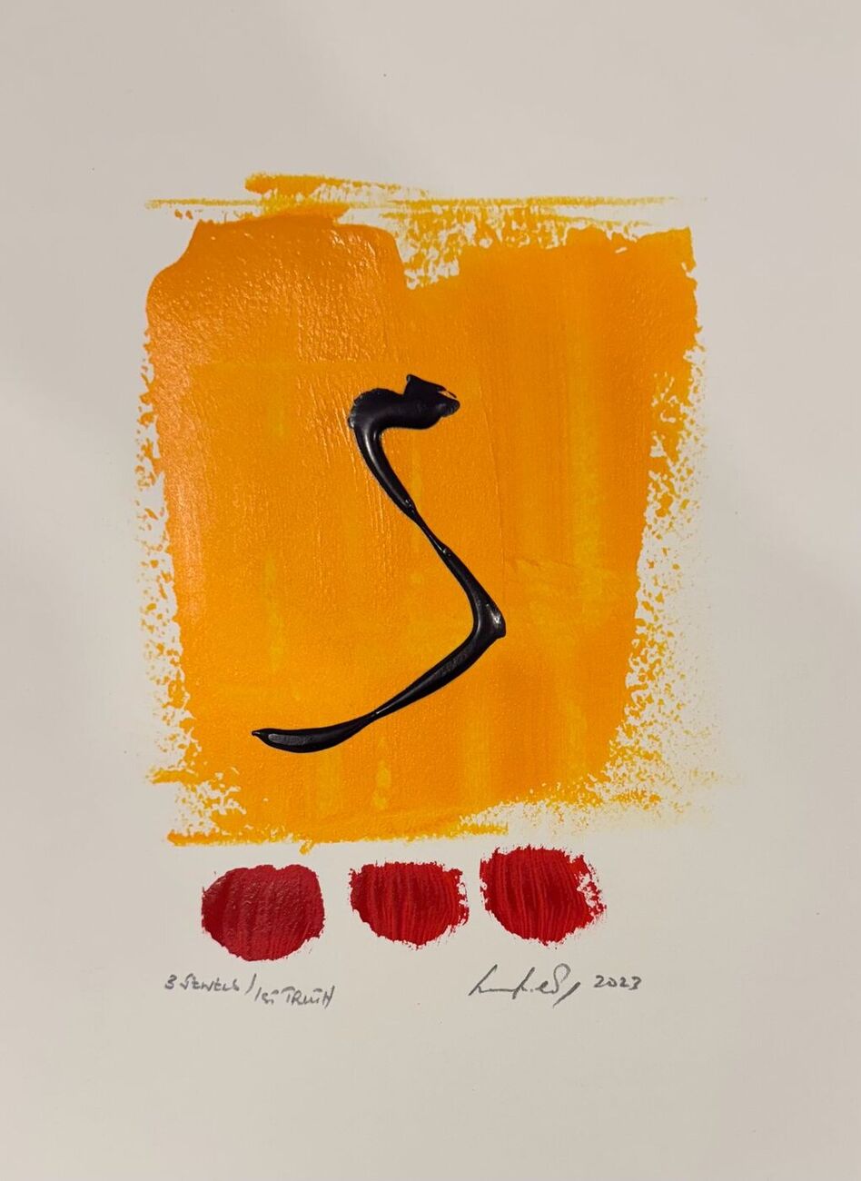 The 4 Truths, 1st Truth, acrylic on paper, by Ludolf Grollé