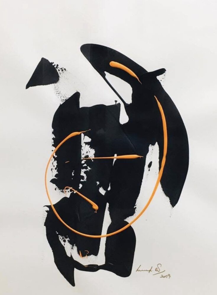 Cardiac Pieces work in black and orange, 2019